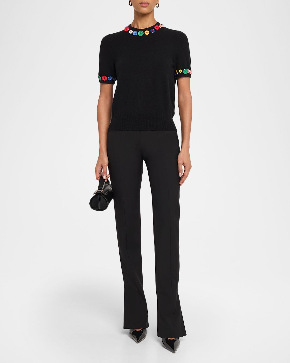 Libertine Candy Buttons Short-Sleeve Cashmere Sweater