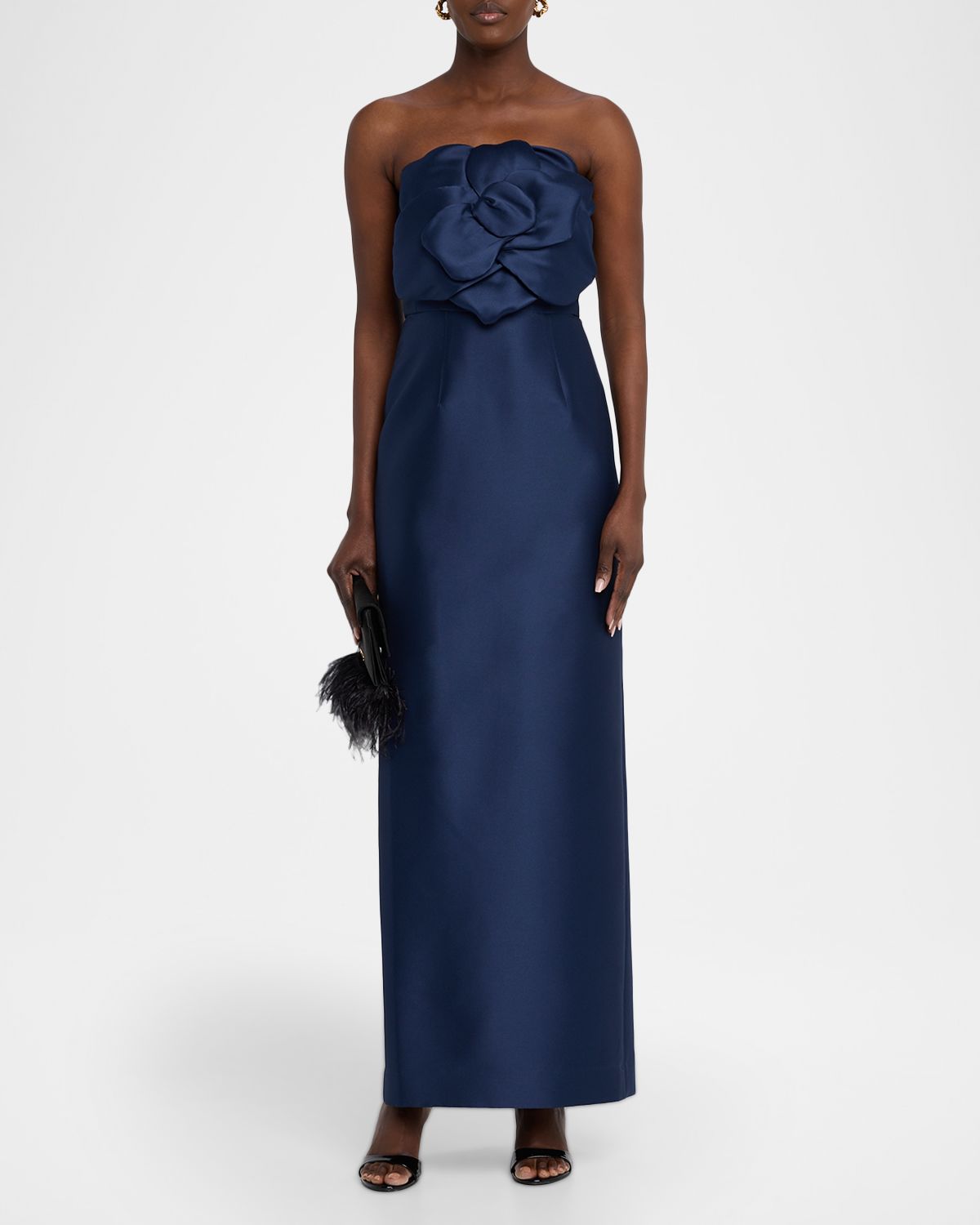 Sachin & Babi Sara Strapless Floral Applique Mikado Gown