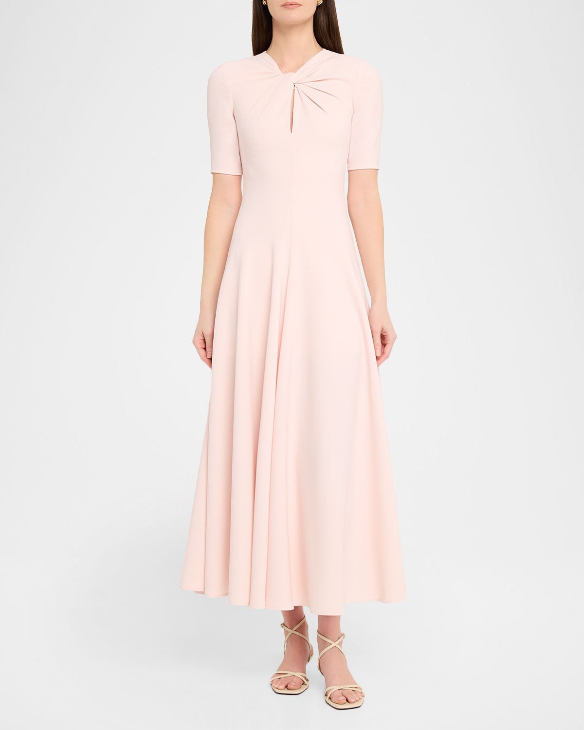 Prabal Gurung Twist-Neck Keyhole A-Line Midi Dress