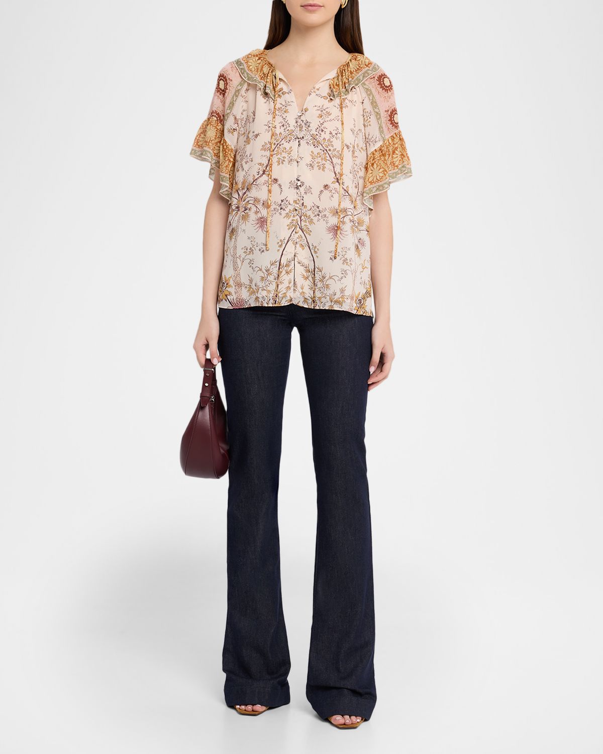 Kobi Halperin Verity V-Neck Ruffle Sleeve Blouse