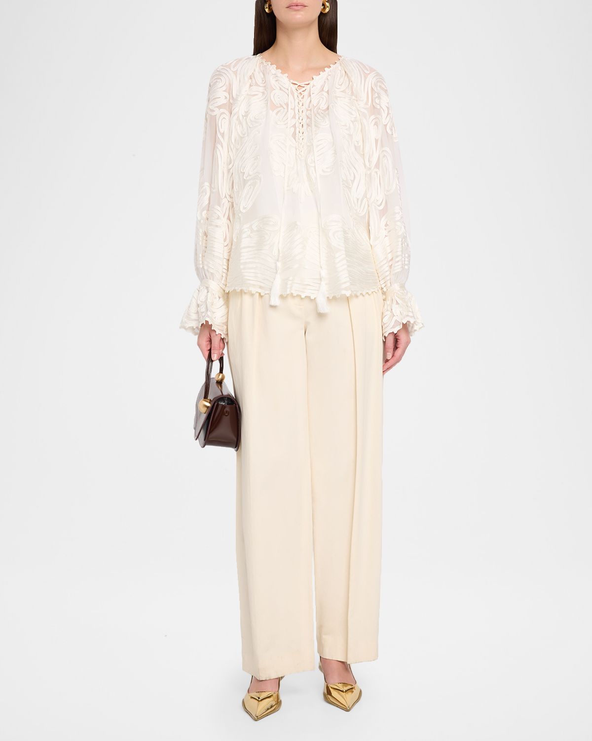 Kobi Halperin Florence Embroidered Lace-Up Blouse | Thumbnail 2 Kobi Halperin Florence Embroidered Lace-Up Blouse | Thumbnail 2