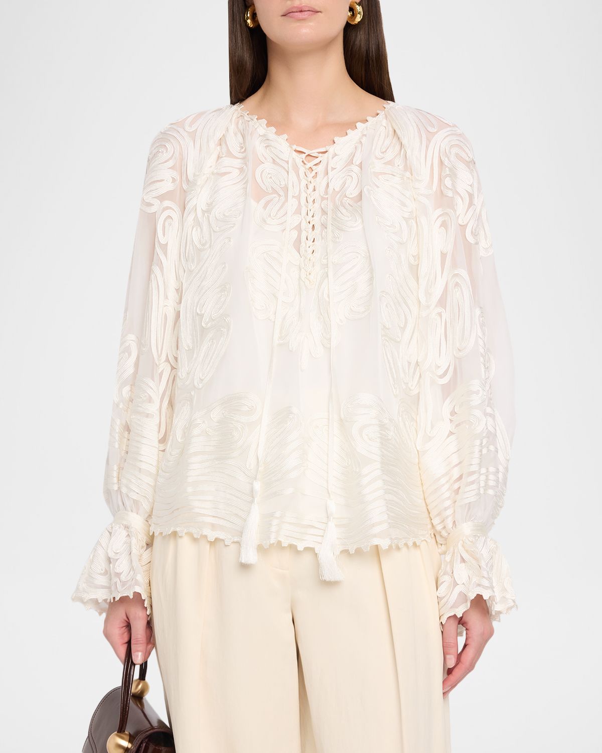 Kobi Halperin Florence Embroidered Lace-Up Blouse | Thumbnail 4 Kobi Halperin Florence Embroidered Lace-Up Blouse | Thumbnail 4