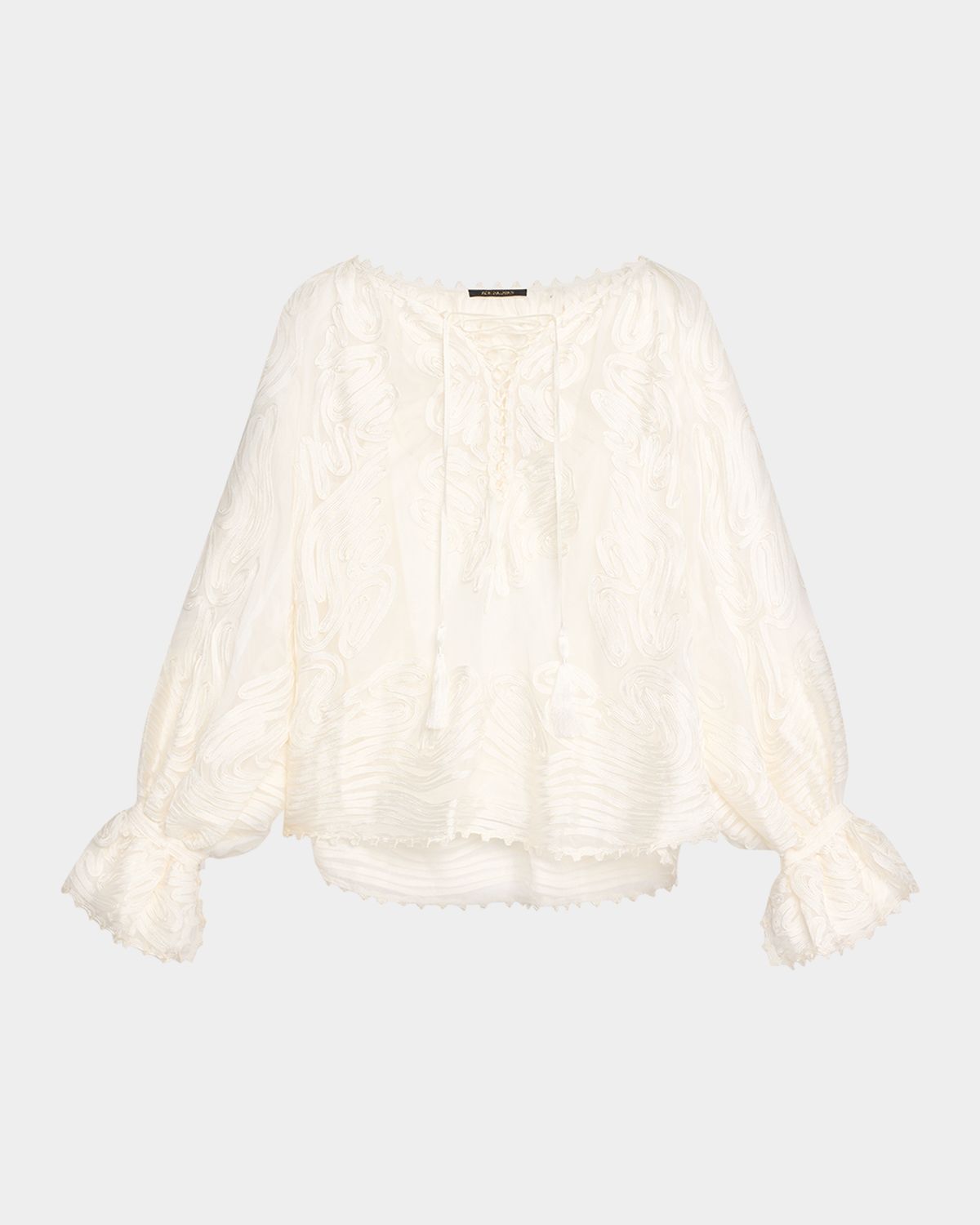 Kobi Halperin Florence Embroidered Lace-Up Blouse