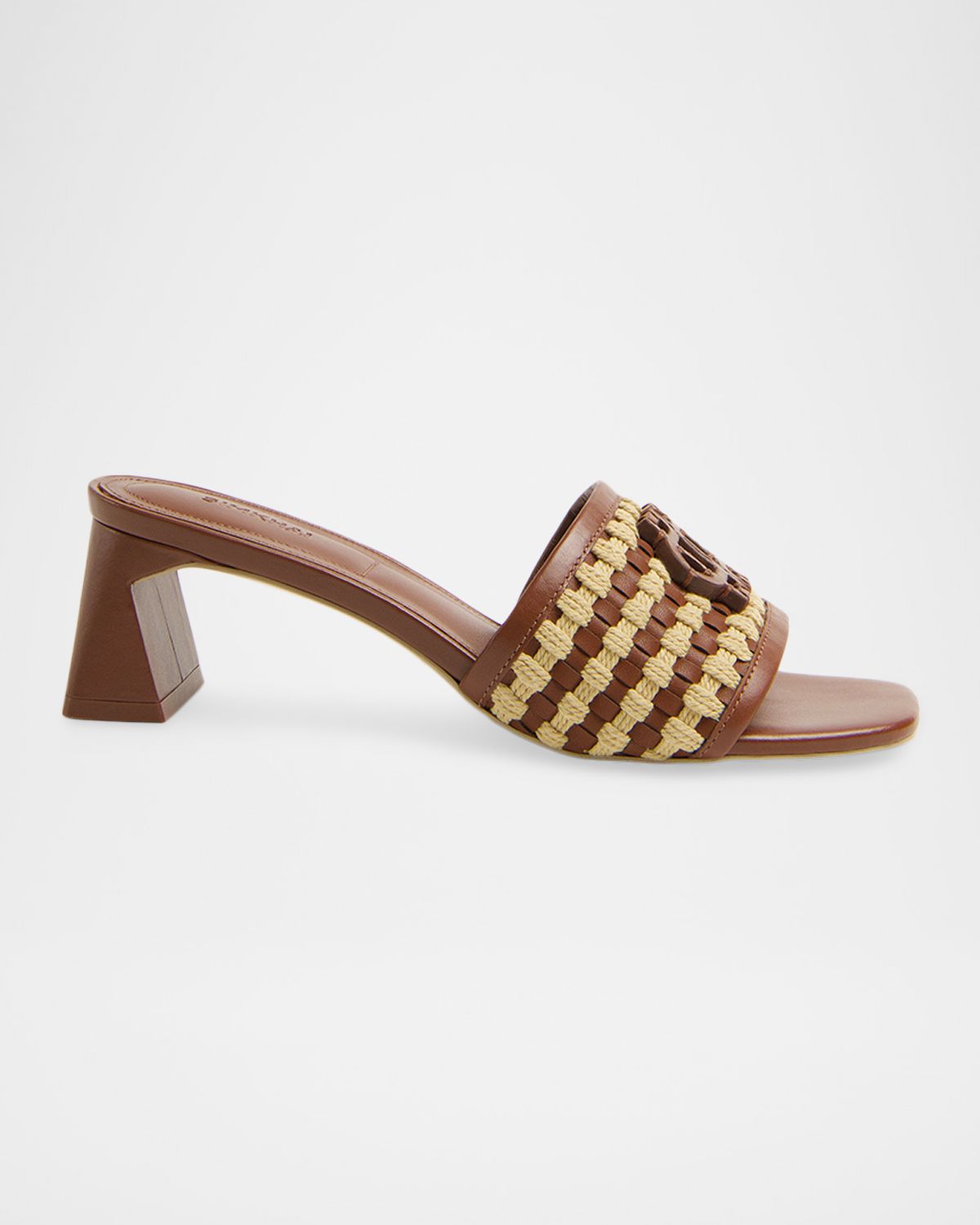 SIMKHAI Sydney Rope Woven Leather Block-Heel Sandals