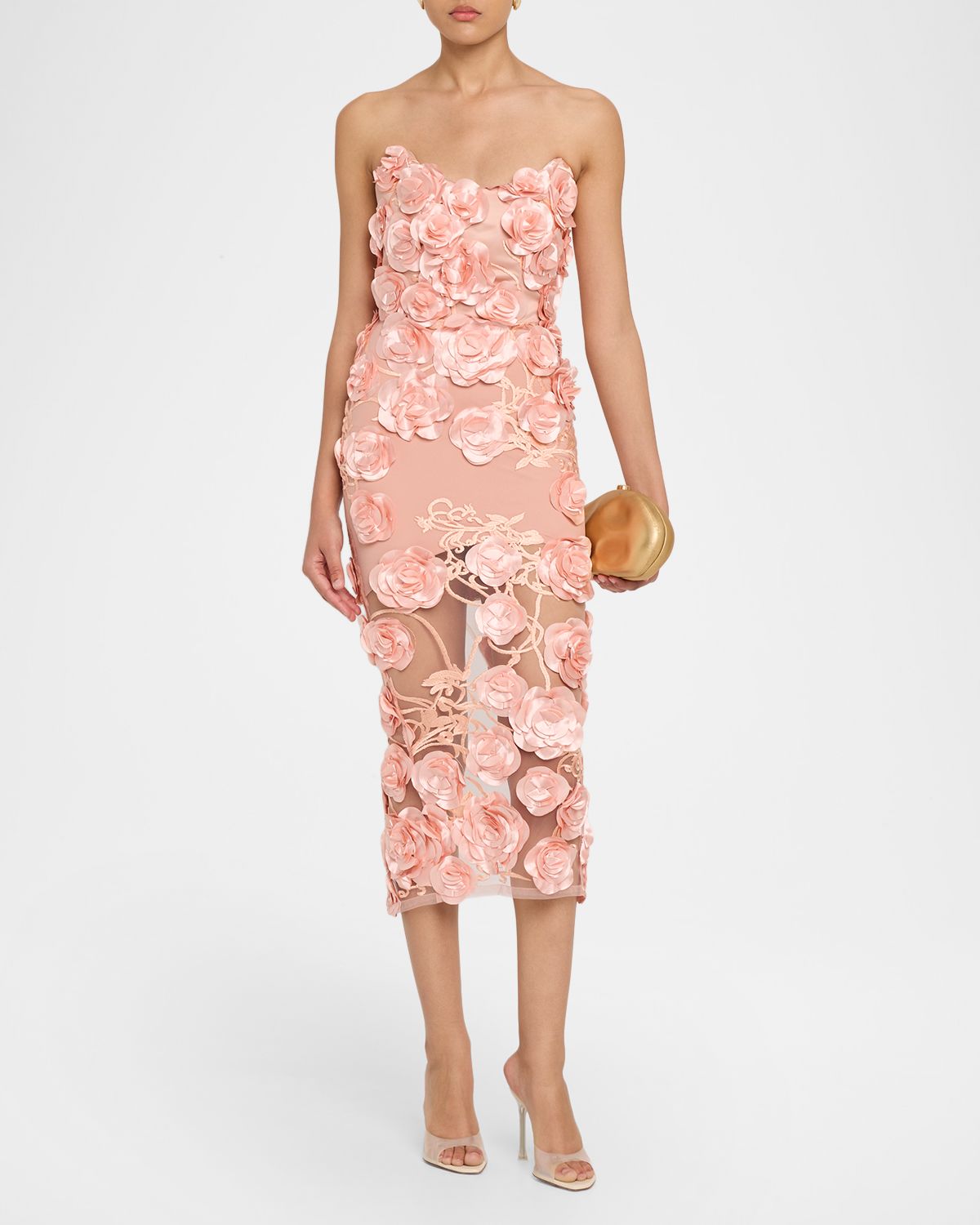ZHIVAGO Dream of That Floral Mesh Midi Dress