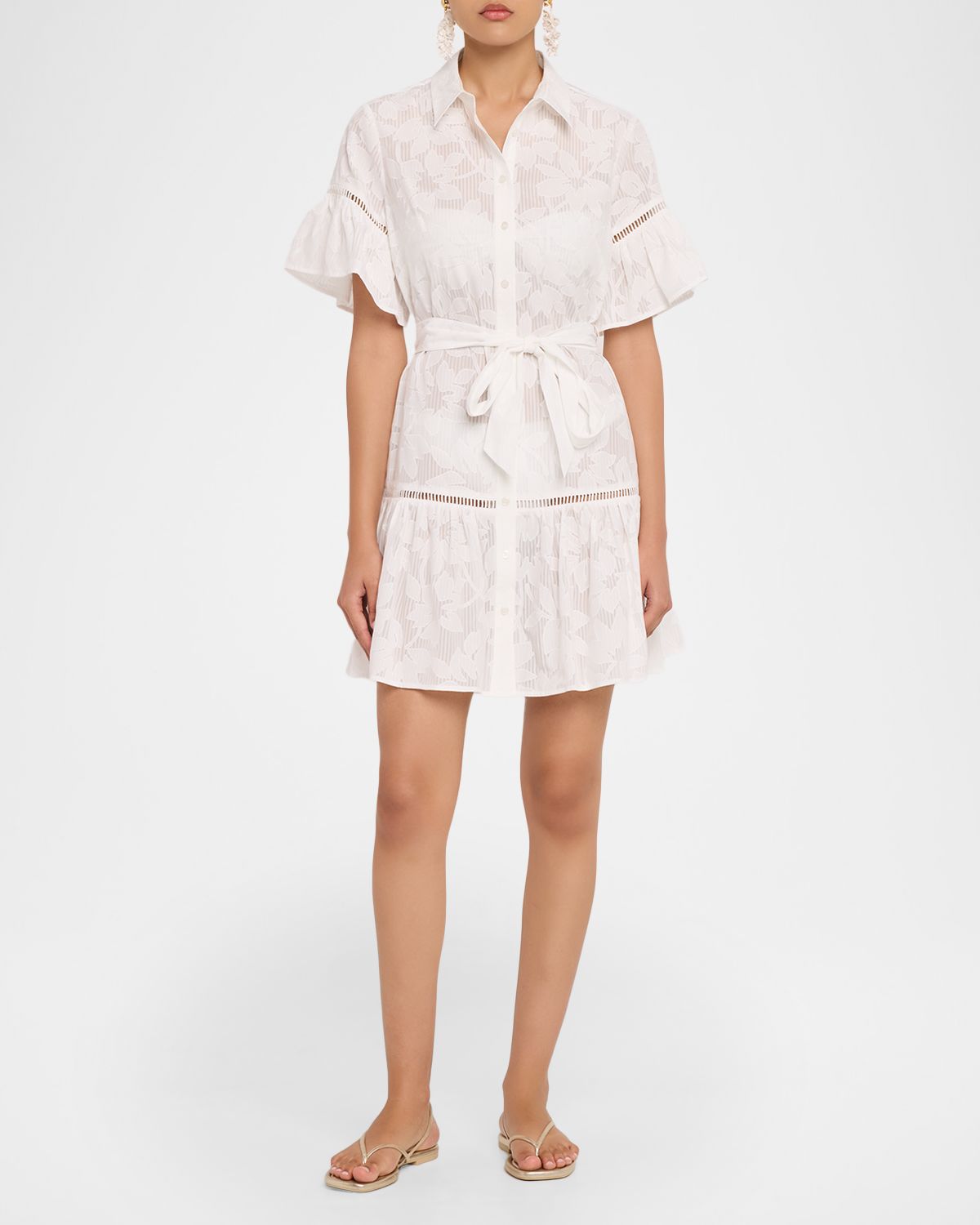 Shoshanna Floral Ruffle Mini Shirtdress