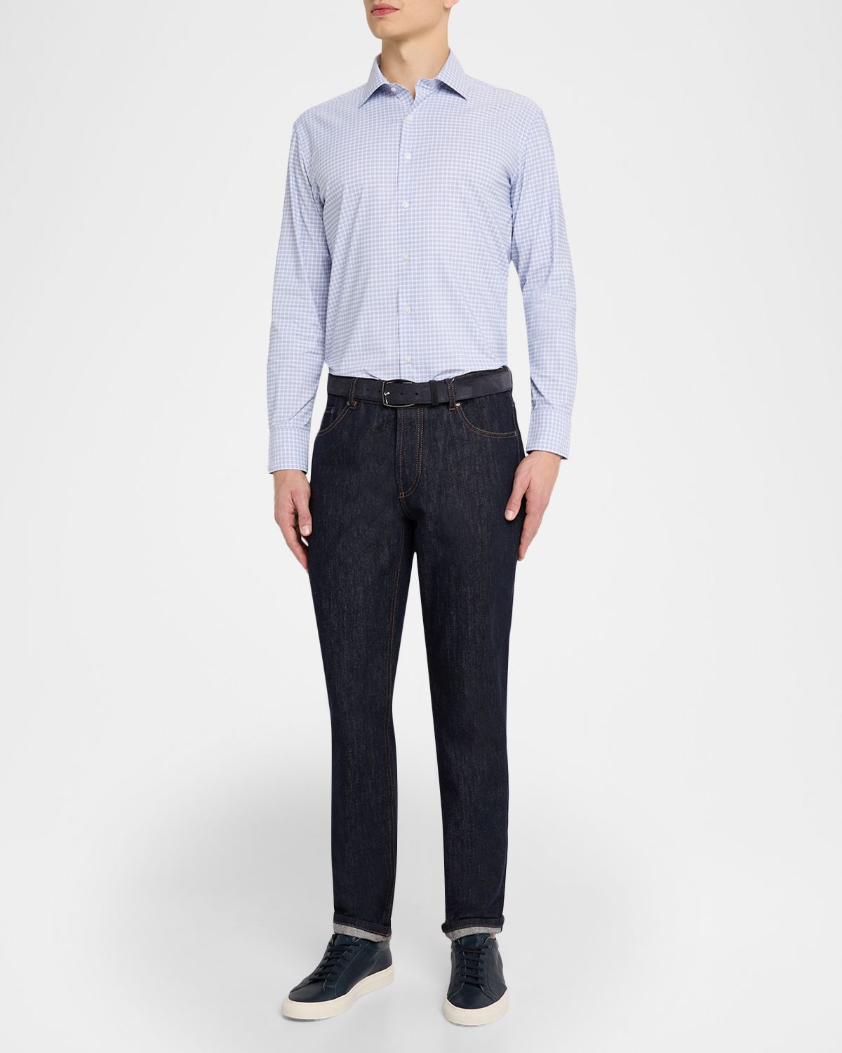 Peter Millar Men 's Phillip Performance Twill Check Sport Shirt