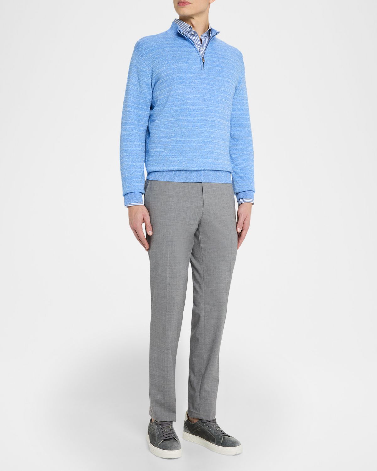 Peter Millar Men 's Saratoga Stripe Quarter-Zip Sweater