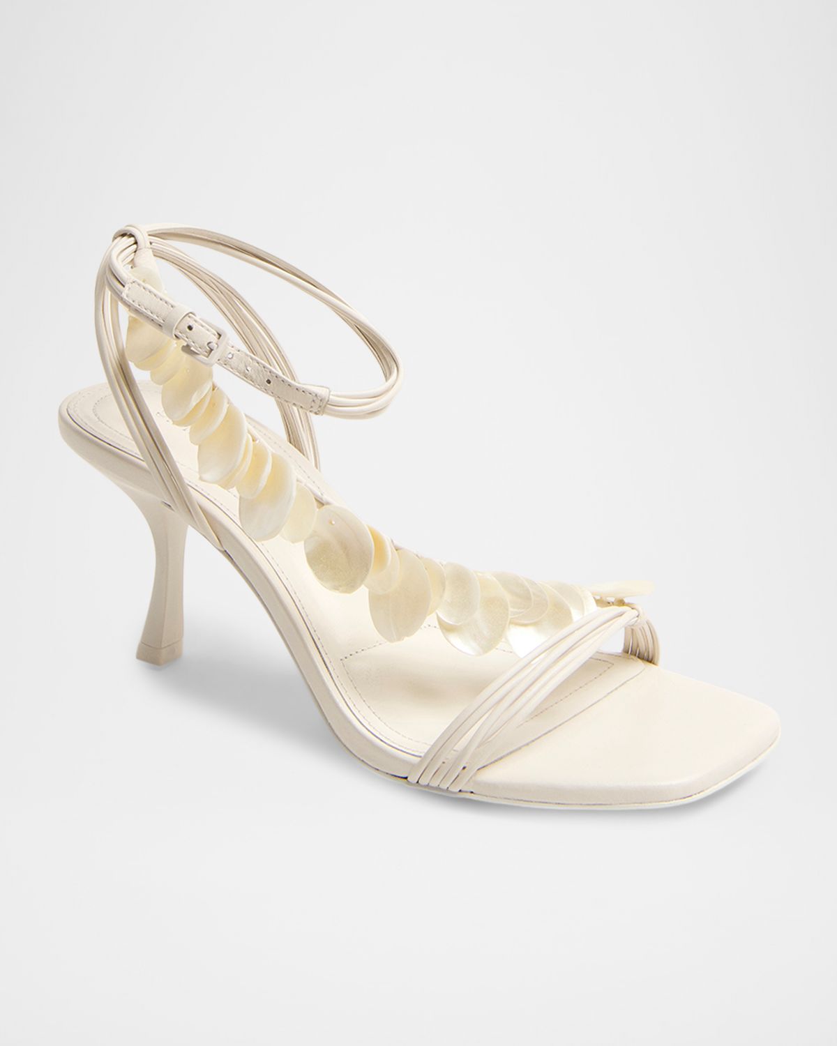 SIMKHAI Elin Shell Leather Ankle-Strap Sandals