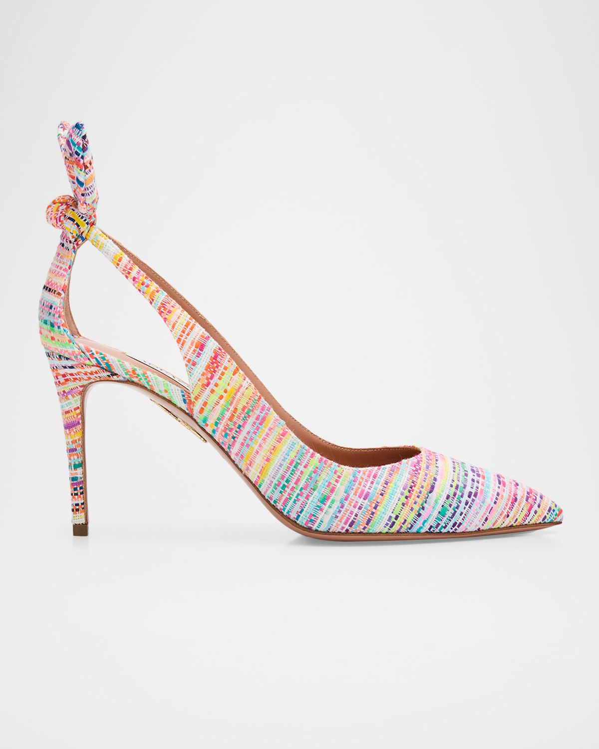Aquazzura 85mm Bow Tie Tweed Pumps