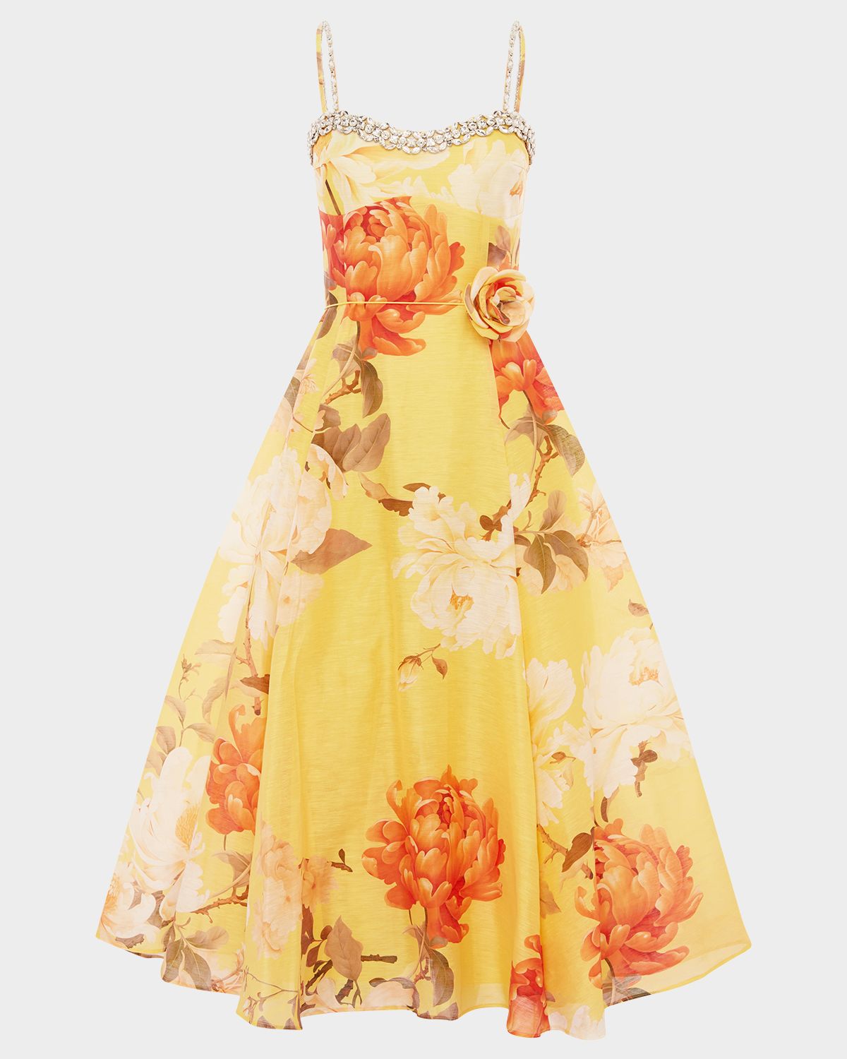 LEO LIN Mariela Crystal Floral-Print Midi Dress