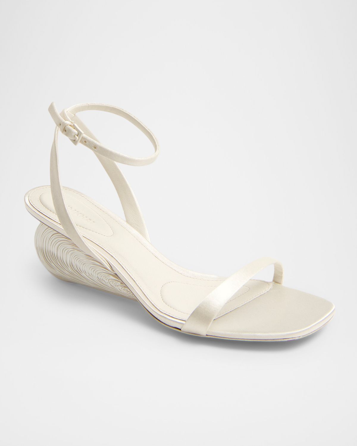 SIMKHAI 65mm Bridget Satin Oyster Wedge Sandals