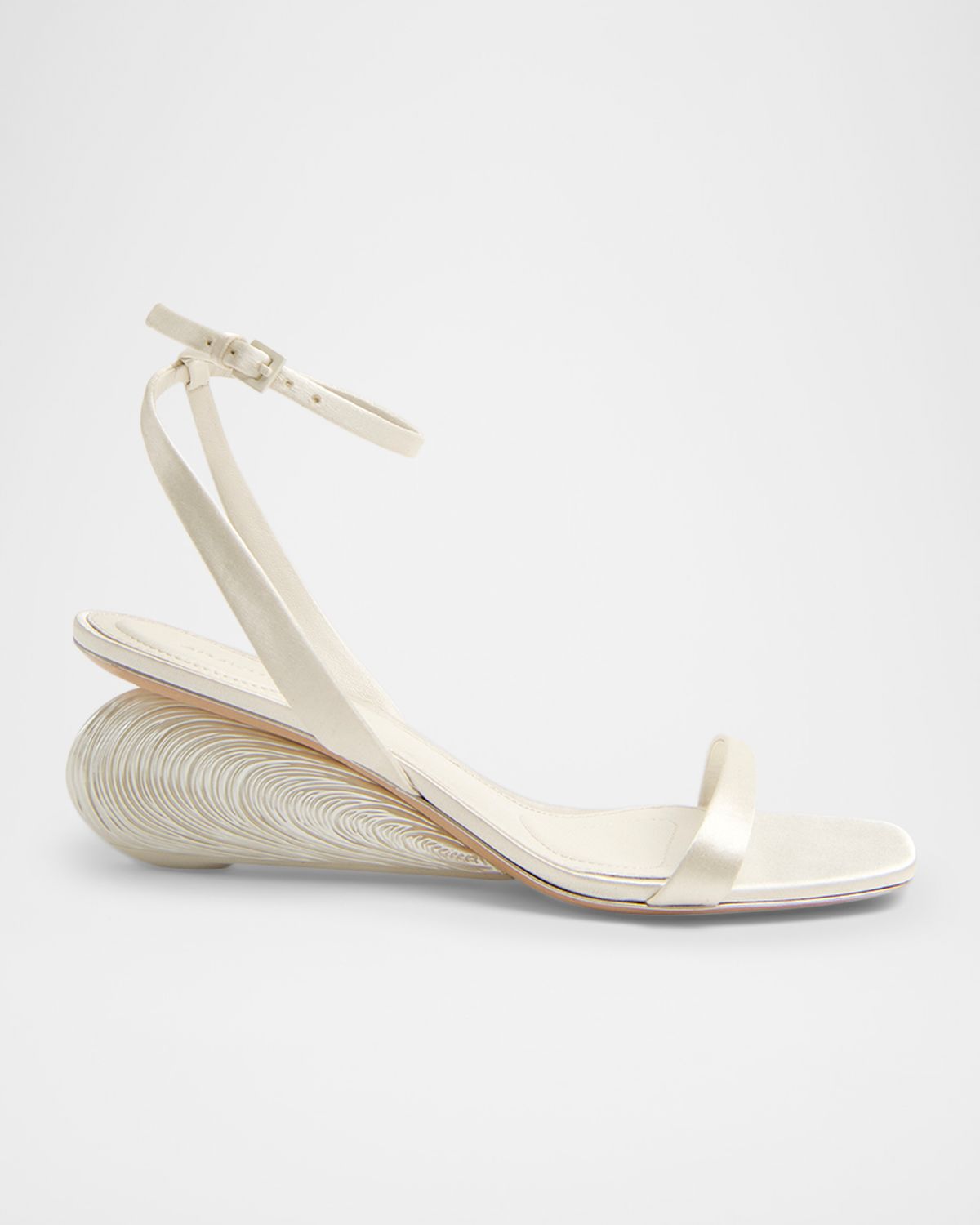 SIMKHAI 65mm Bridget Satin Oyster Wedge Sandals