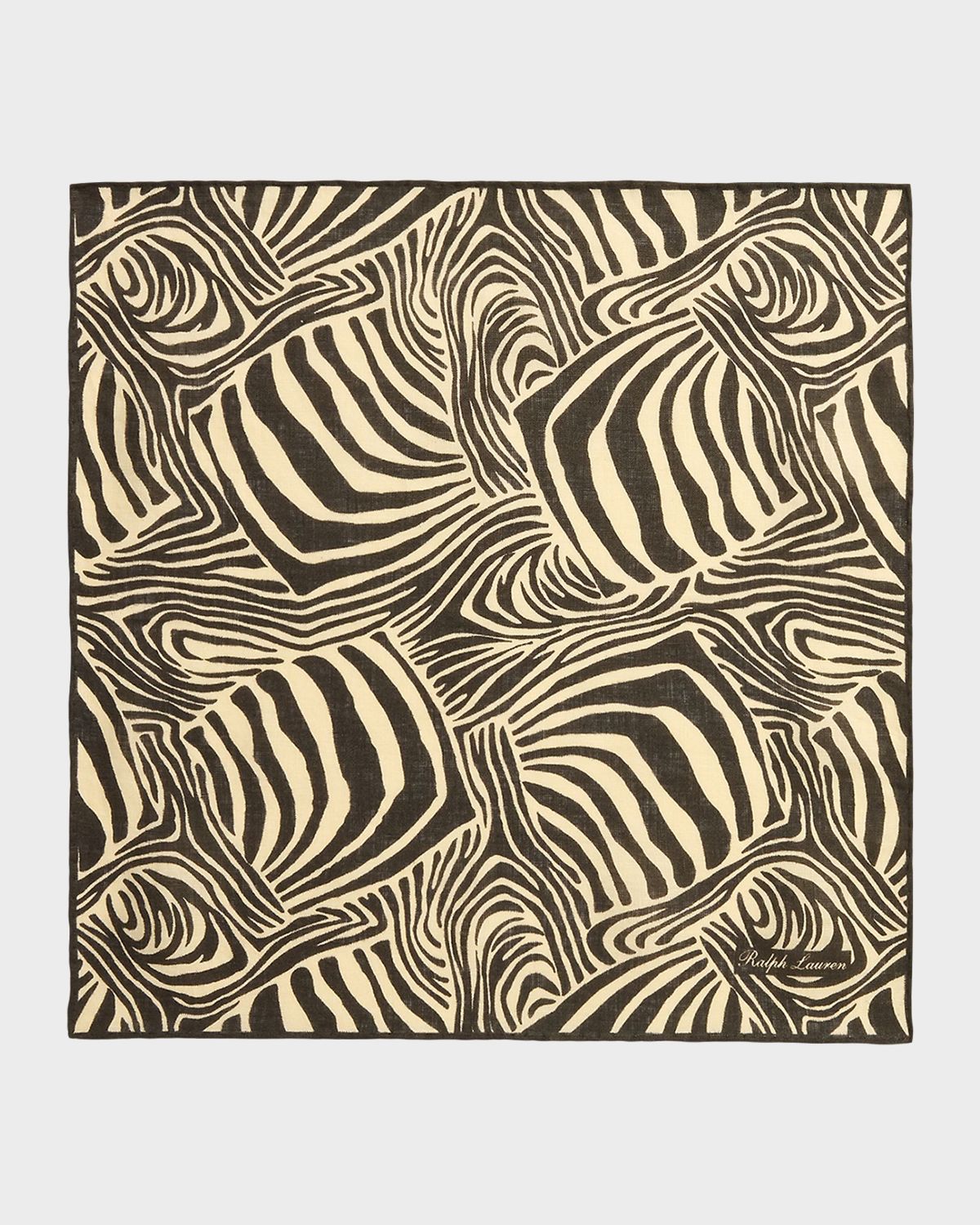 Ralph Lauren Purple Label Men 's Zebra-Print Linen Pocket Square