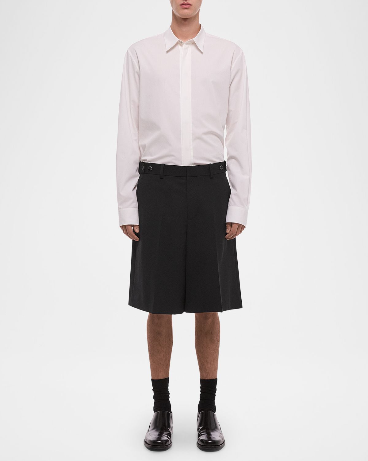 Helmut Lang Men 's HL001 Wool Waistband-Tab Shorts