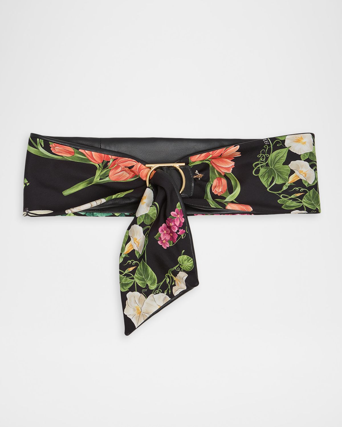Ferragamo Floral Silk and Nappa Leather Gancini Belt | Thumbnail 5 Ferragamo Floral Silk and Nappa Leather Gancini Belt | Thumbnail 5