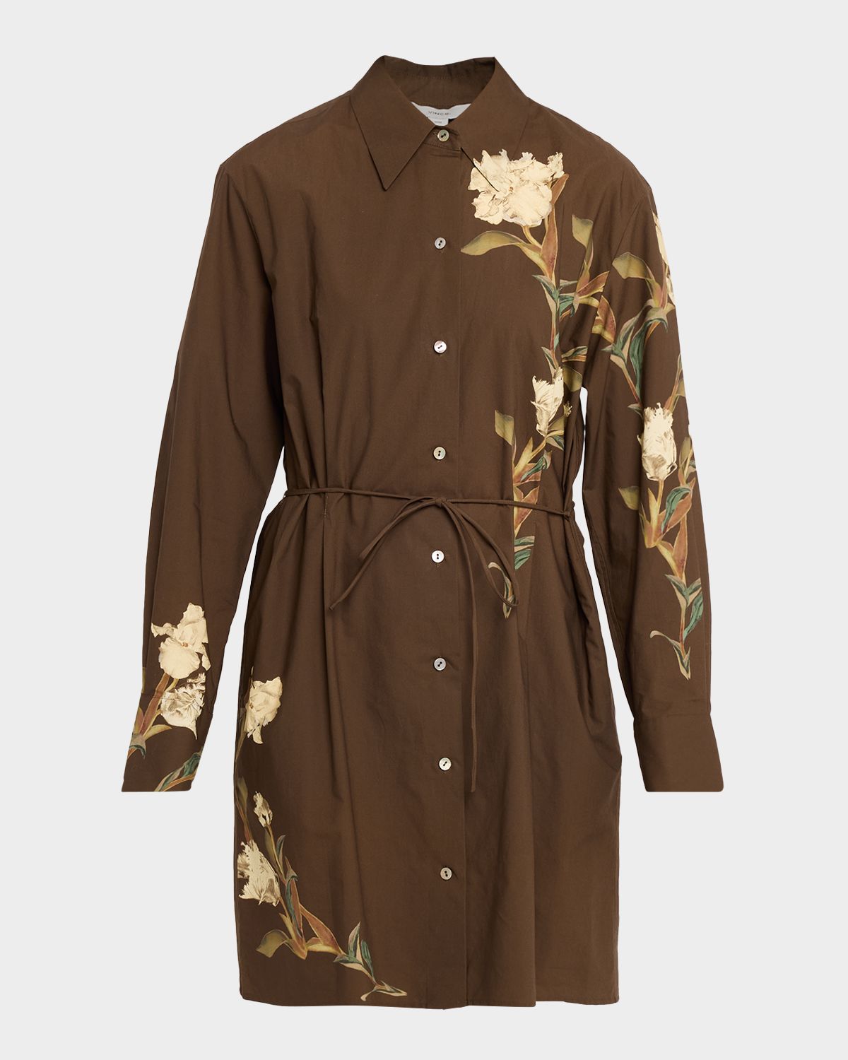 Vince Long-Sleeve Placed Iris Cotton Shirtdress