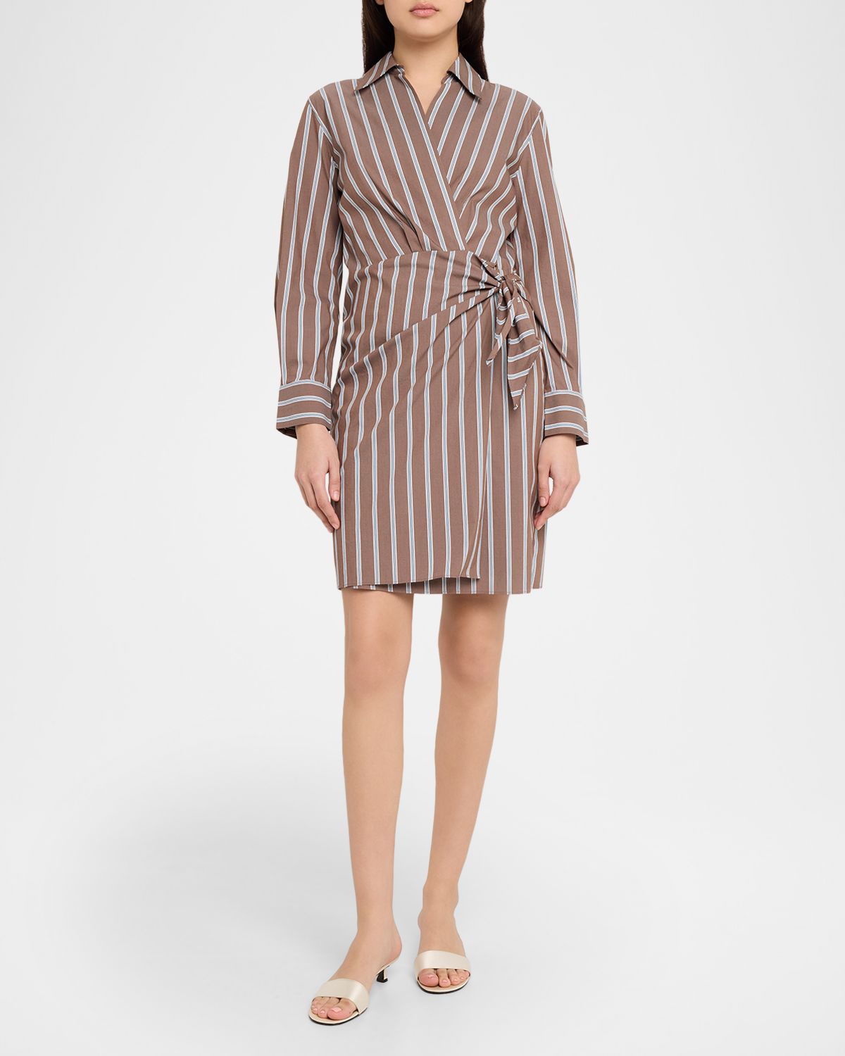 Vince Stripe Wrap Shirtdress