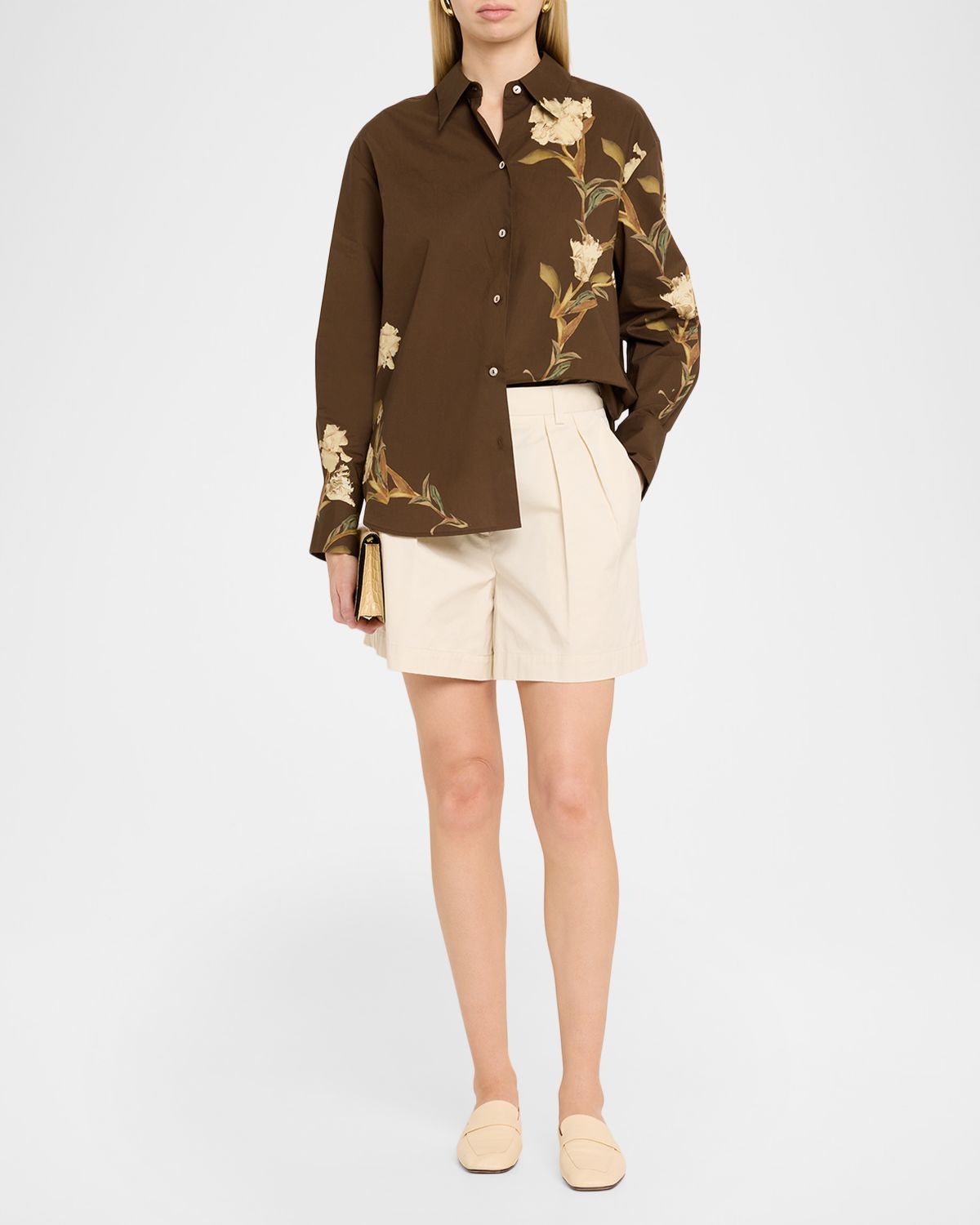Vince Floral Long-Sleeve Cotton Shirt