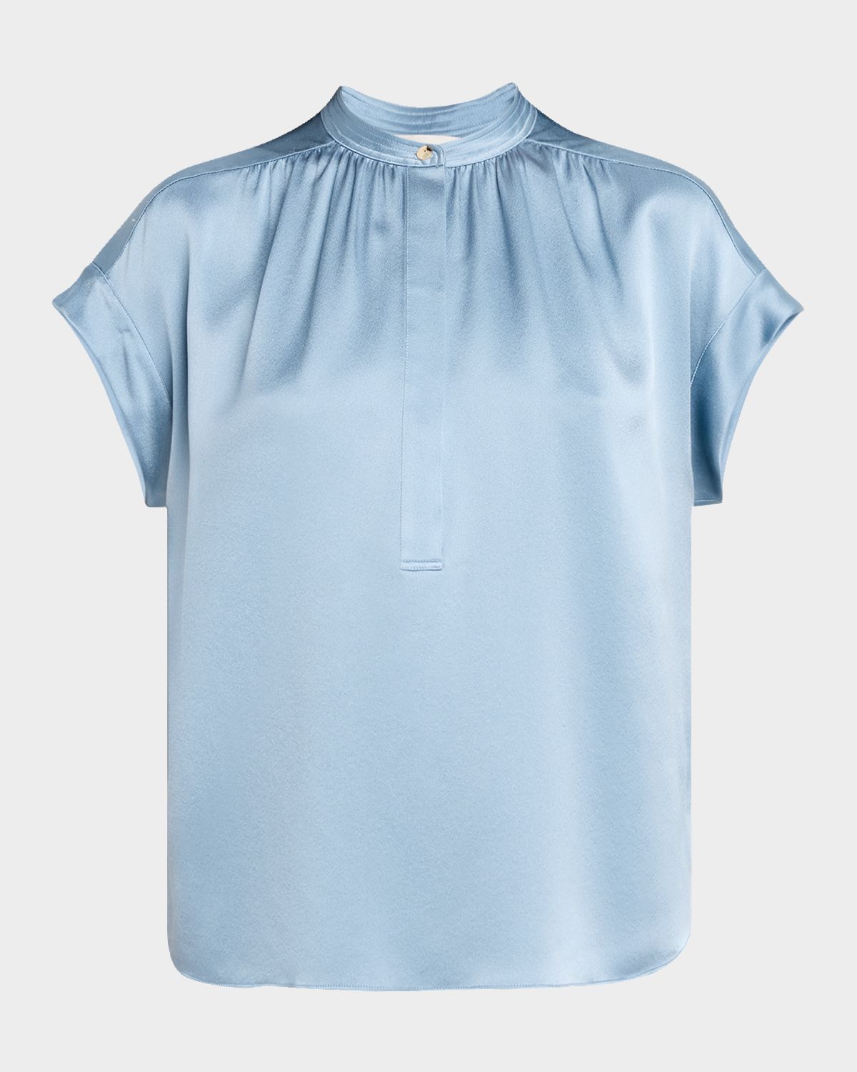 Vince Gathered Cap-Sleeve Silk Top