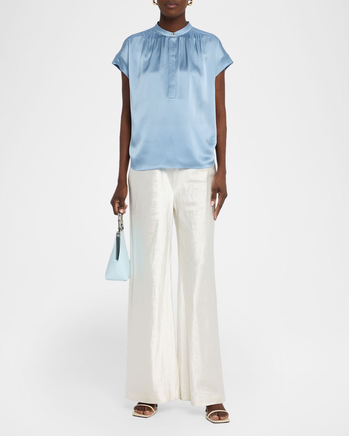 Vince Gathered Cap-Sleeve Silk Top | Thumbnail 5
