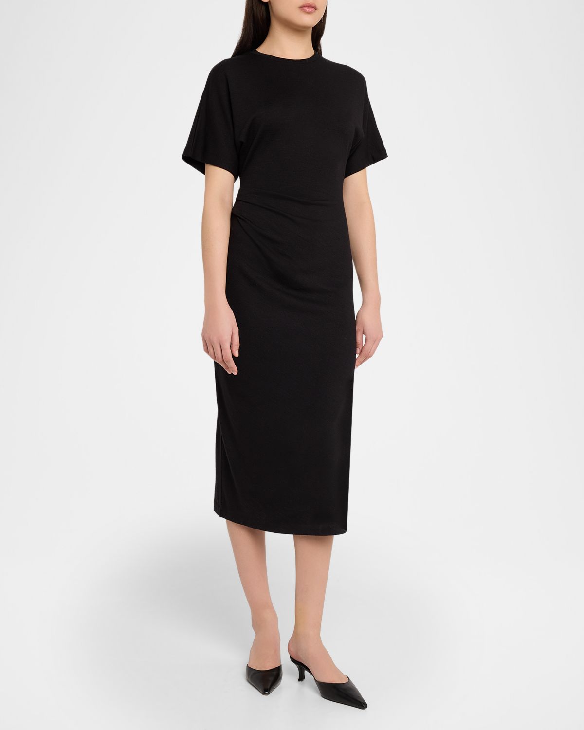 Vince Short-Sleeve Ruched Jersey Midi Dress | Thumbnail 4