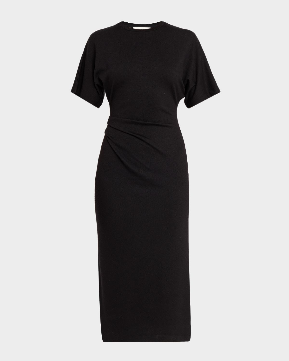 Vince Short-Sleeve Ruched Jersey Midi Dress