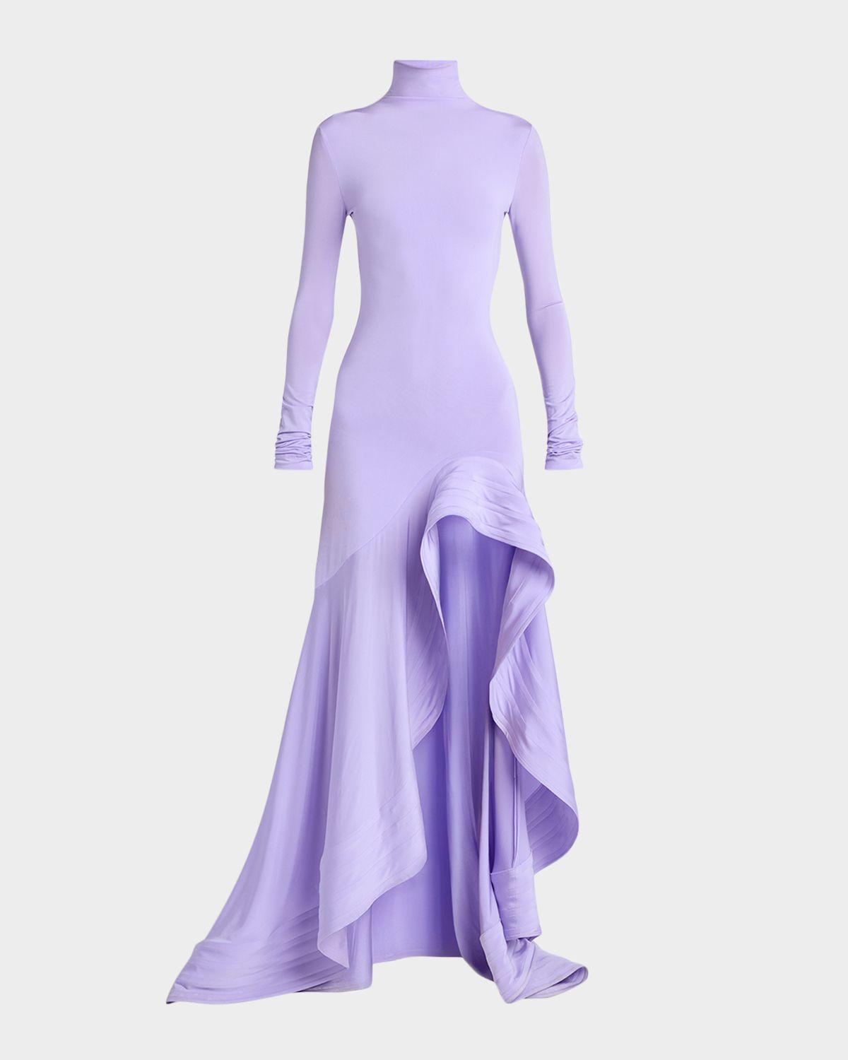 Stella McCartney Crepe Jersey Frill Long-Sleeve High-Low Dress