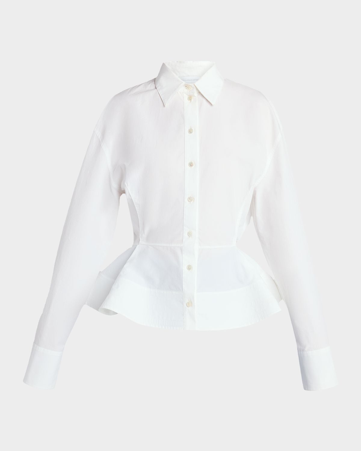 Stella McCartney Cotton Poplin Button-Front Peplum Shirt | Thumbnail 6