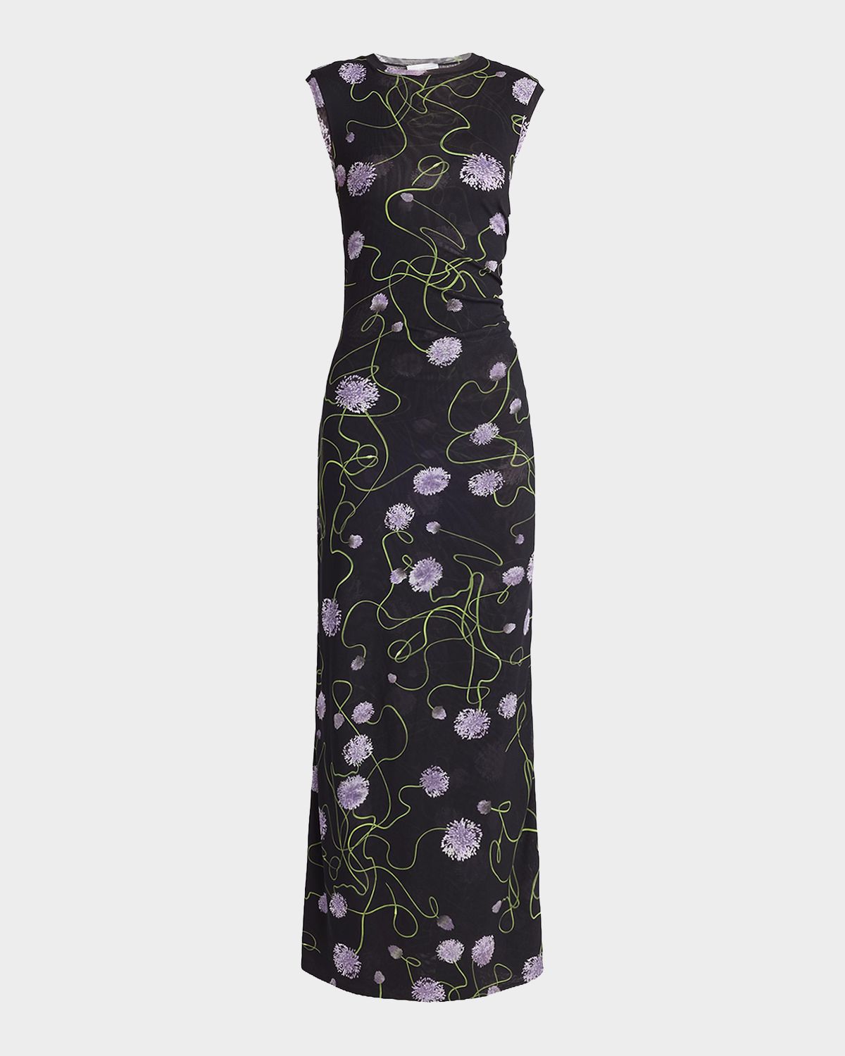 Stella McCartney Twisted Flower Mesh Sleeveless Maxi Dress