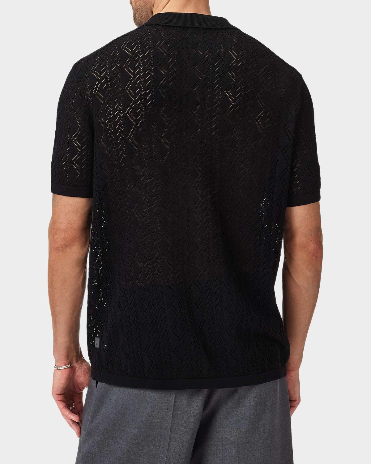 John Varvatos Men 's Emil Pointelle Knit Short-Sleeve Sweater | Thumbnail 3 John Varvatos Men 's Emil Pointelle Knit Short-Sleeve Sweater | Thumbnail 3