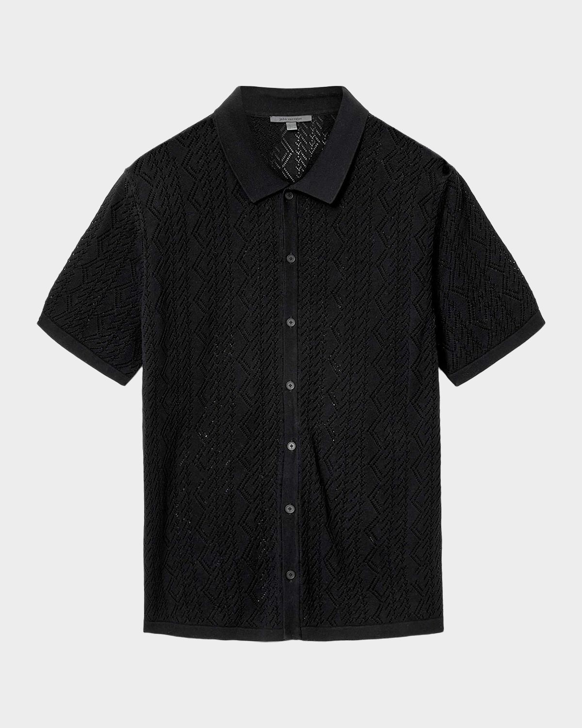 John Varvatos Men 's Emil Pointelle Knit Short-Sleeve Sweater