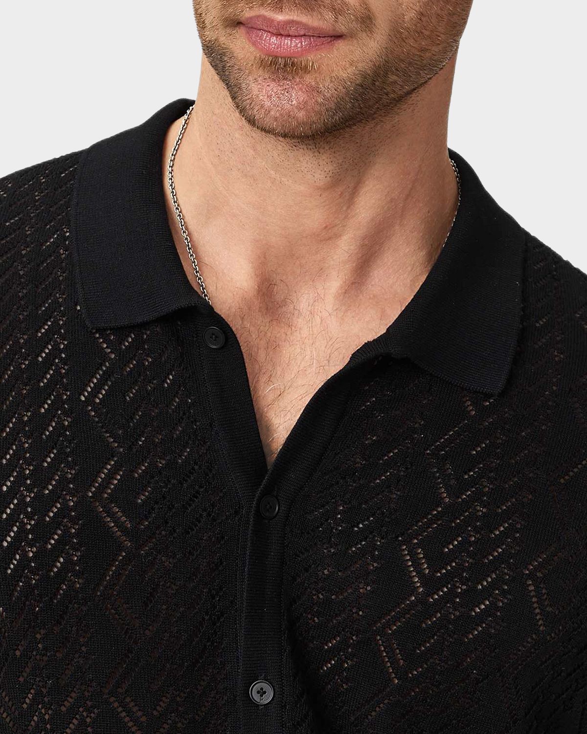 John Varvatos Men 's Emil Pointelle Knit Short-Sleeve Sweater | Thumbnail 5 John Varvatos Men 's Emil Pointelle Knit Short-Sleeve Sweater | Thumbnail 5