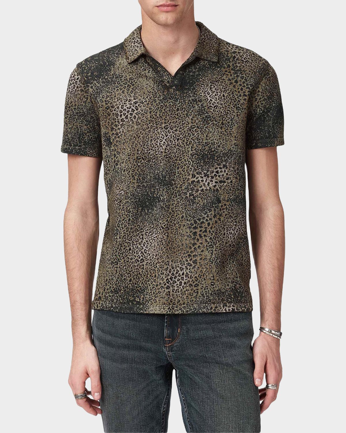 John Varvatos Men 's Perkins Degrade Jacquard Polo Shirt | Thumbnail 4 John Varvatos Men 's Perkins Degrade Jacquard Polo Shirt | Thumbnail 4