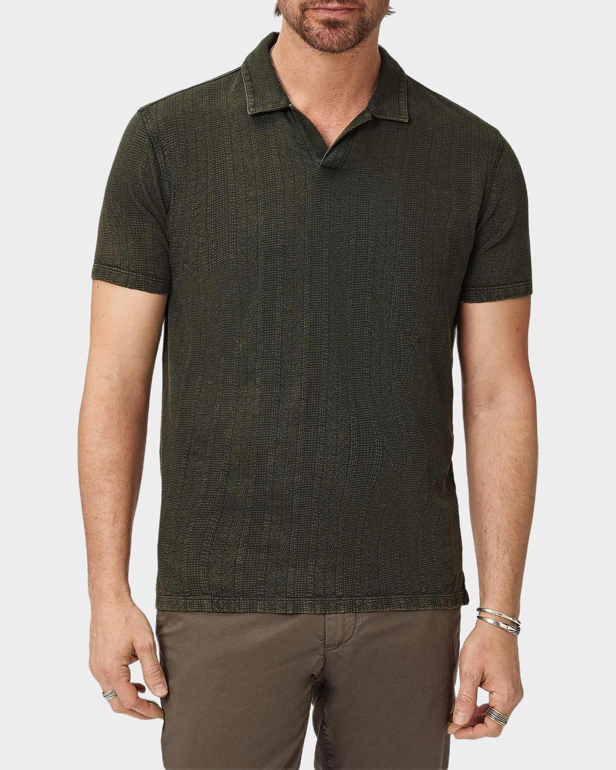 John Varvatos Men 's Zion Garment-Dyed Jacquard Polo Shirt | Thumbnail 4 John Varvatos Men 's Zion Garment-Dyed Jacquard Polo Shirt | Thumbnail 4