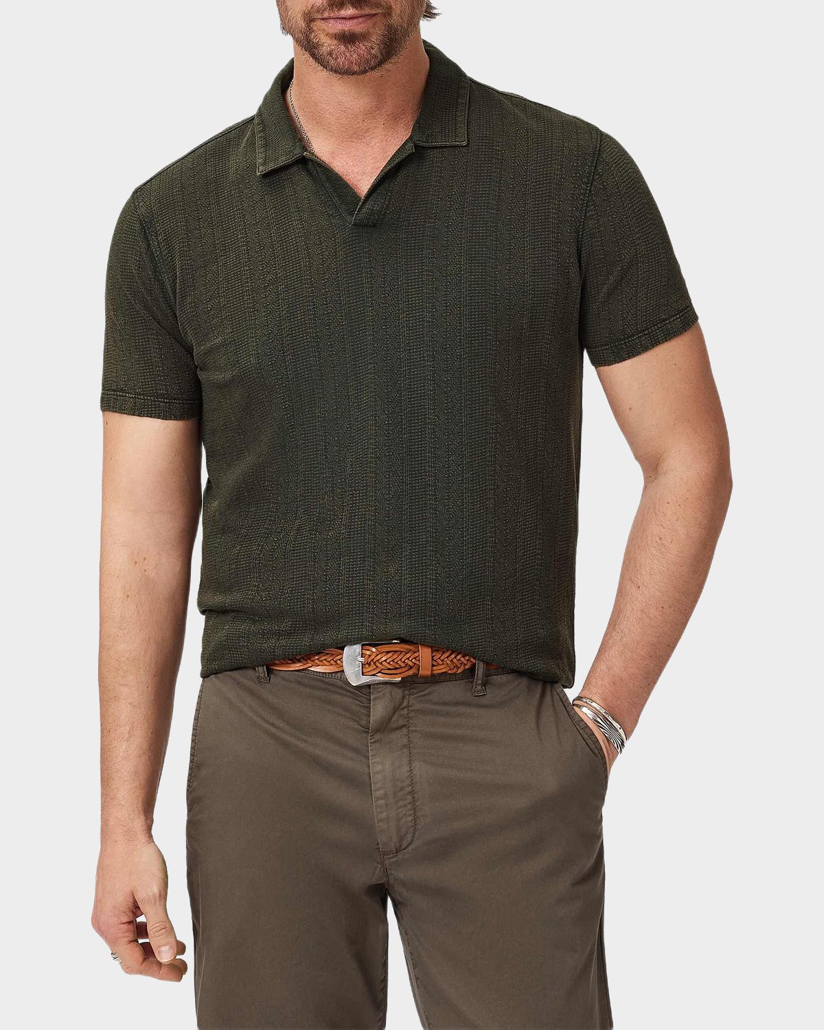 John Varvatos Men 's Zion Garment-Dyed Jacquard Polo Shirt | Thumbnail 7 John Varvatos Men 's Zion Garment-Dyed Jacquard Polo Shirt | Thumbnail 7