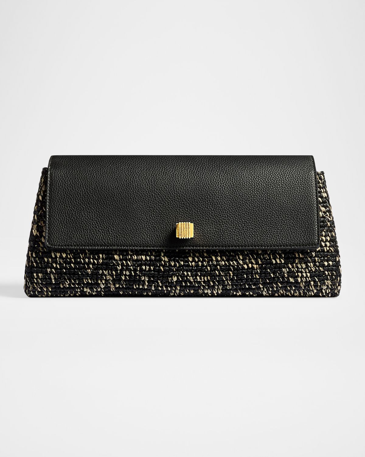 Khaite Audrey Raffia & Leather Evening Clutch Bag