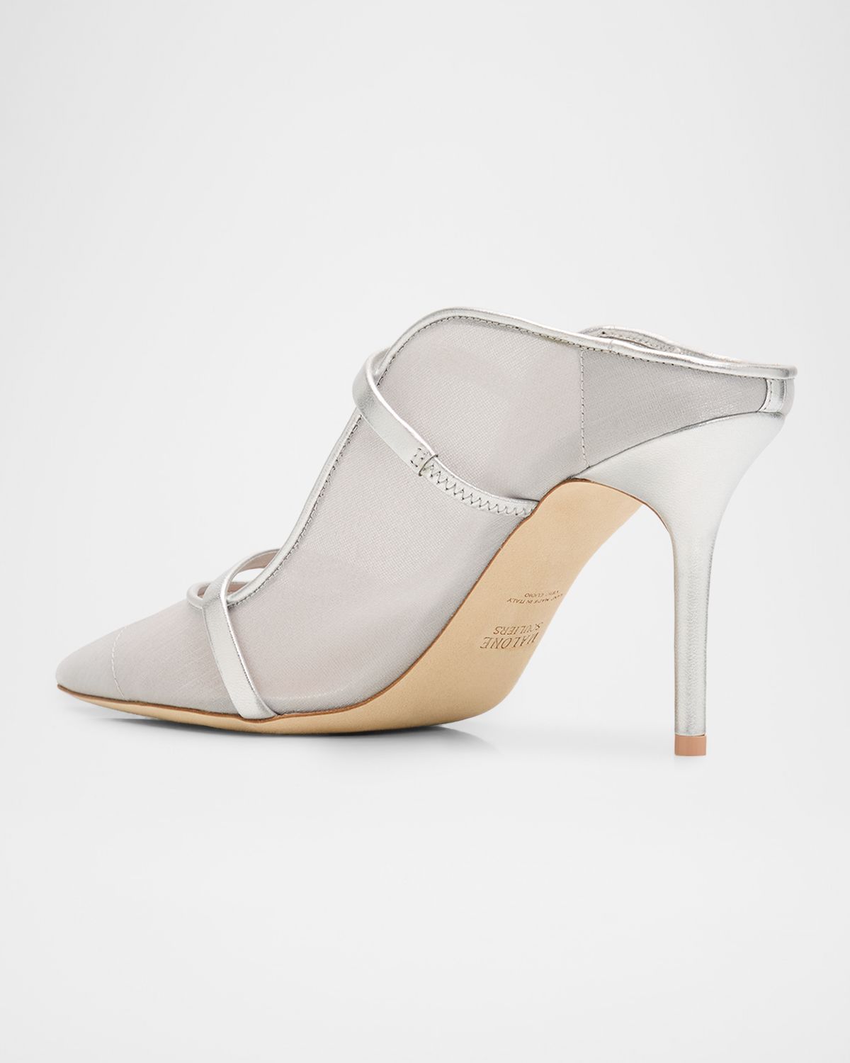Malone Souliers 85mm Maureen Organza Mules with Double Metallic Nappa Leather Straps