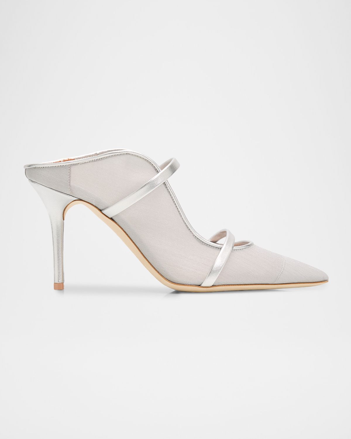 Malone Souliers 85mm Maureen Organza Mules with Double Metallic Nappa Leather Straps