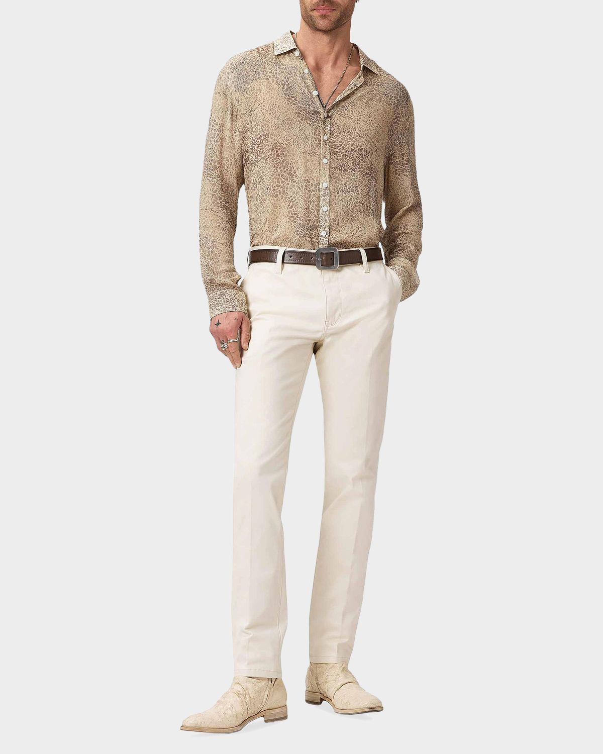 John Varvatos Men 's Bucks Linen Animal-Print Button-Down Shirt | Thumbnail 2 John Varvatos Men 's Bucks Linen Animal-Print Button-Down Shirt | Thumbnail 2
