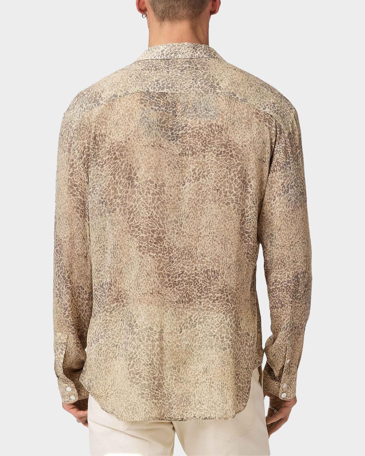 John Varvatos Men 's Bucks Linen Animal-Print Button-Down Shirt | Thumbnail 3 John Varvatos Men 's Bucks Linen Animal-Print Button-Down Shirt | Thumbnail 3