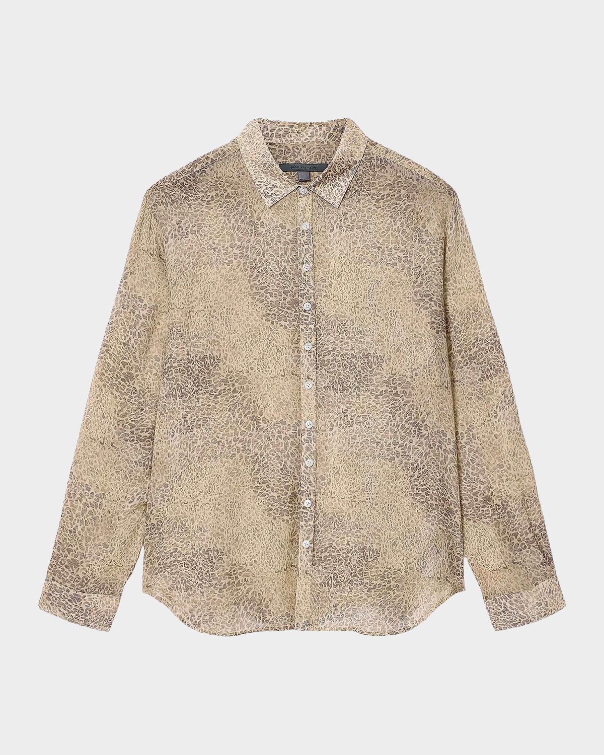 John Varvatos Men 's Bucks Linen Animal-Print Button-Down Shirt