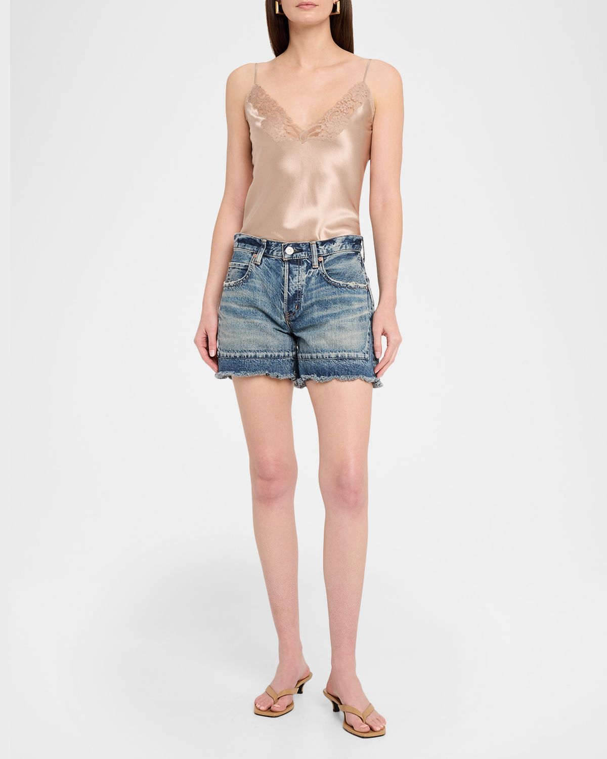 MOUSSY VINTAGE Remo Remake Frayed Denim Shorts