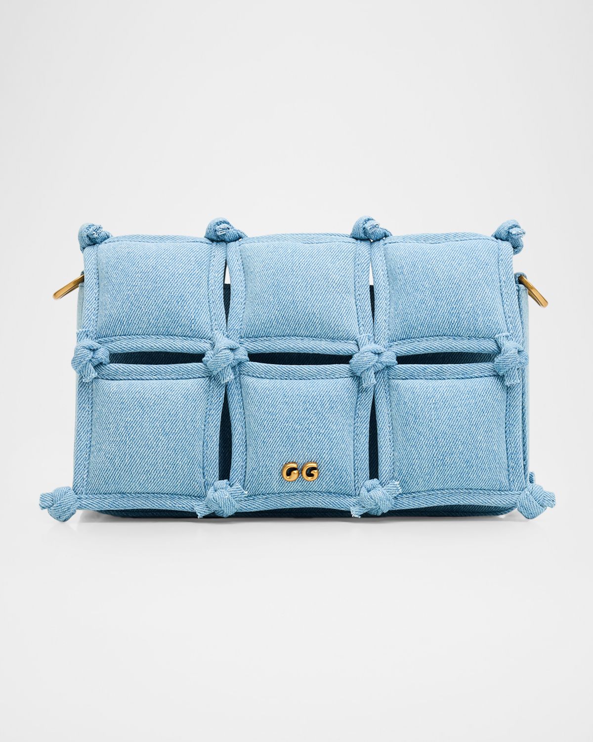 Cult Gaia Puff Cotton Denim Crossbody Bag
