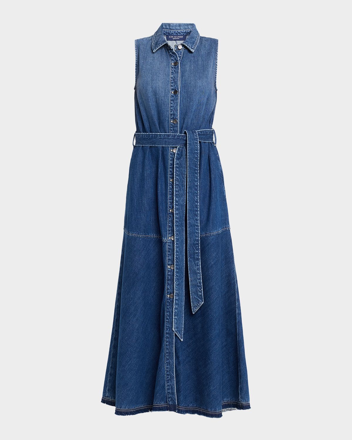 Kobi Halperin Addison Belted Ombre Cotton Denim Maxi Dress