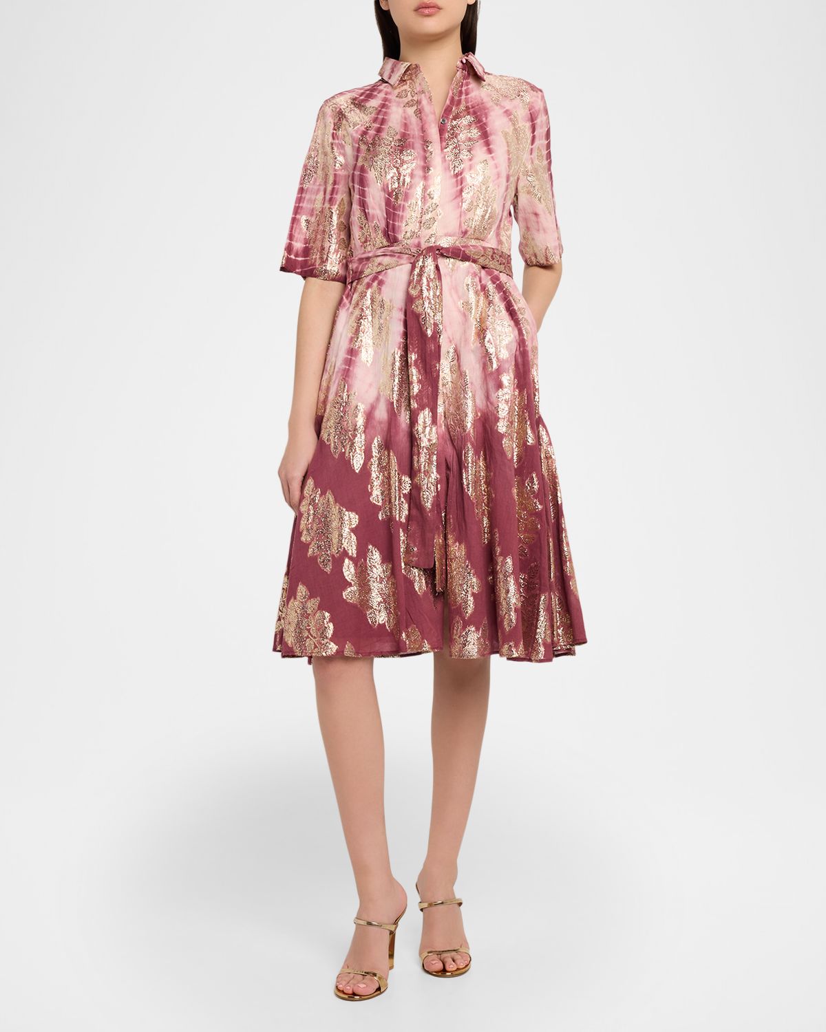 Kobi Halperin Tara Belted Shibori-Print Jacquard Dress