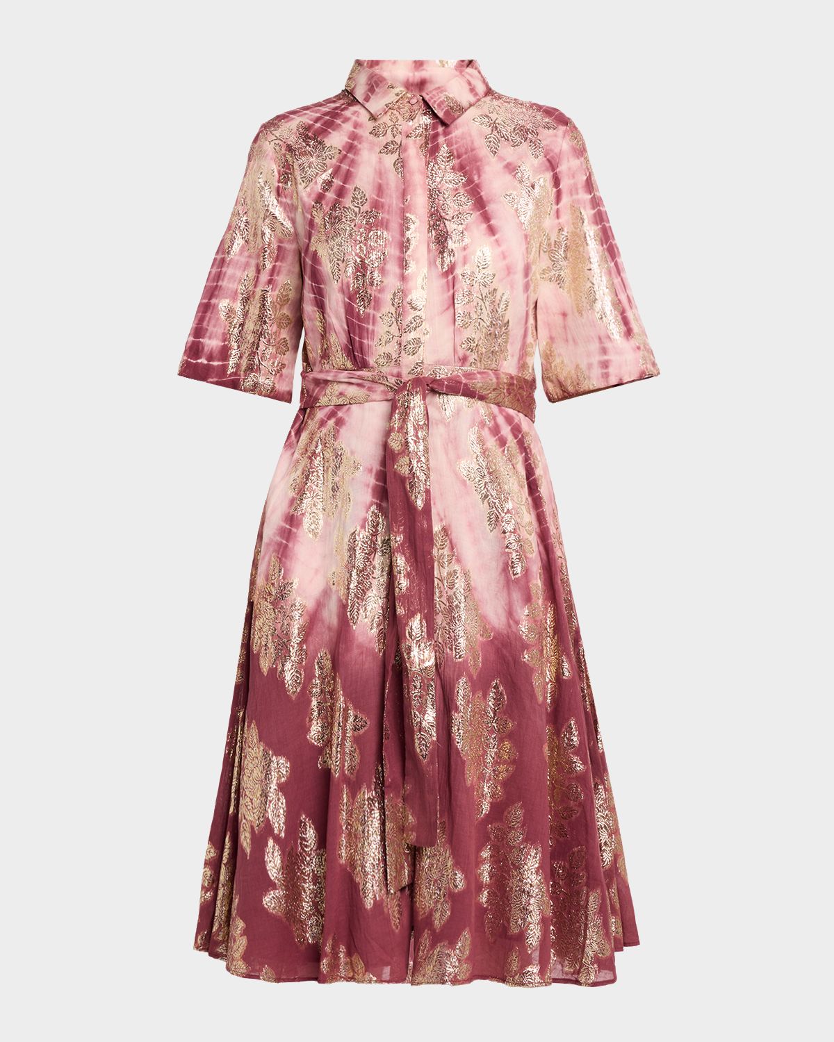 Kobi Halperin Tara Belted Shibori-Print Jacquard Dress