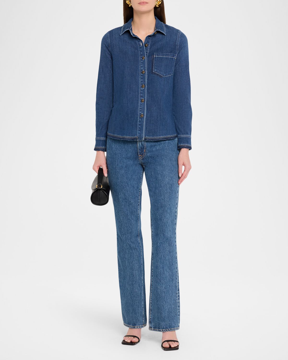 Kobi Halperin Olive Button-Down Washed Denim Shirt | Thumbnail 5 Kobi Halperin Olive Button-Down Washed Denim Shirt | Thumbnail 5