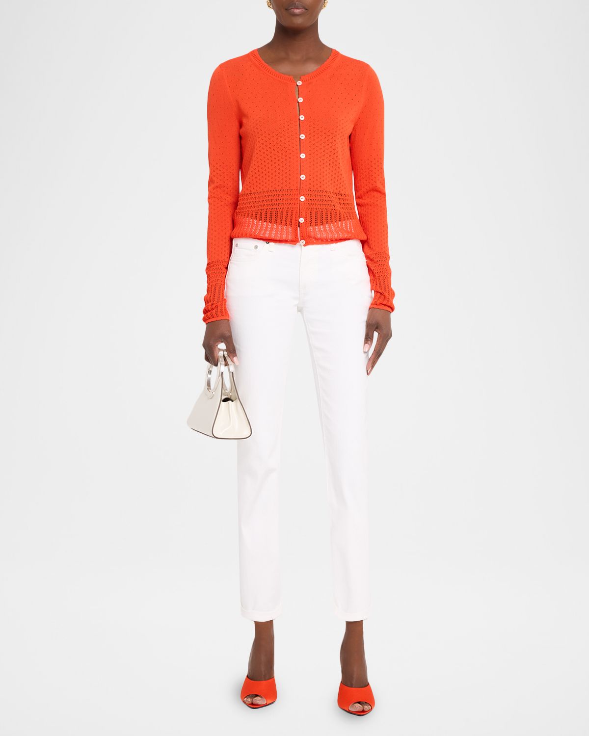 Rag & Bone Michelle Scalloped Pointelle-Knit Cardigan