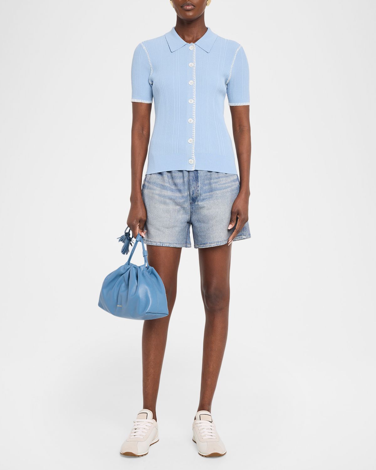 Rag & Bone Harper Ribbed Short-Sleeve Cardigan